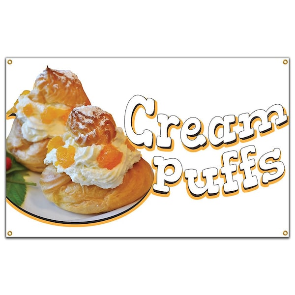 Cream Puffs Banner Concession Stand Food Truck Single Sided
